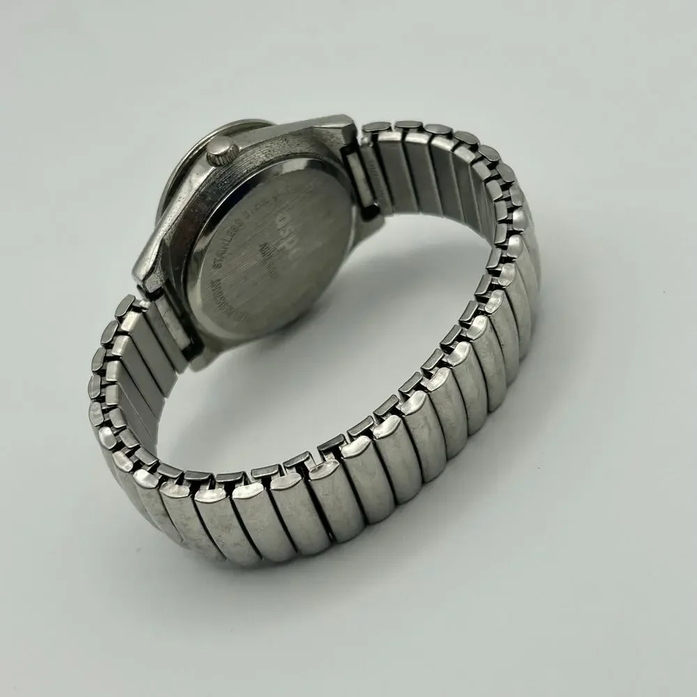 Aspect Women’s Quartz Watch Silver Tone Oval Case White Dial Stretch Band
